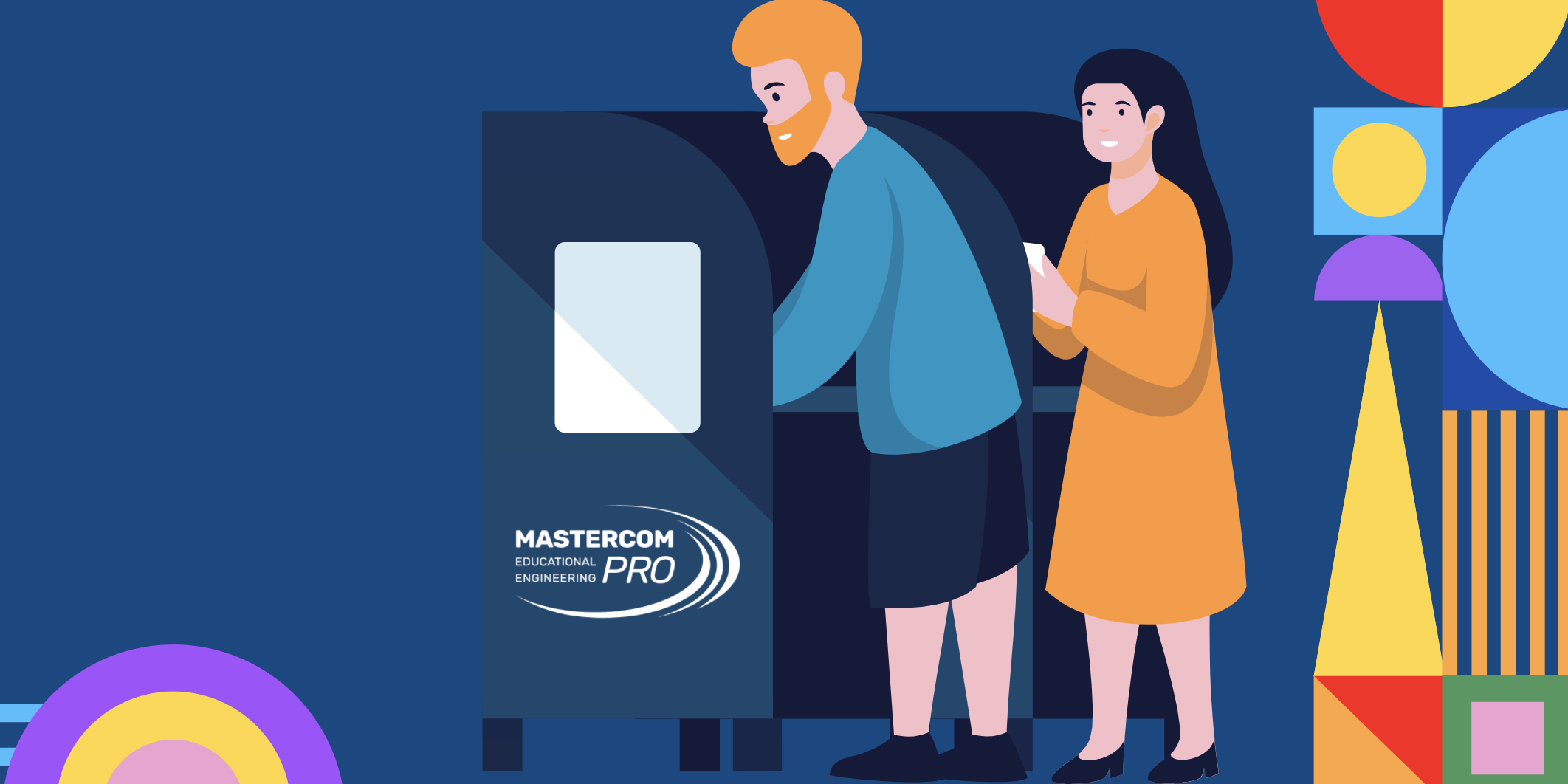 Illustrazione di papà e mamma che votano